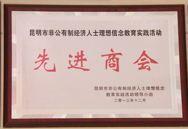 2013年被评为昆明市理想信念教育实践活动先进商会